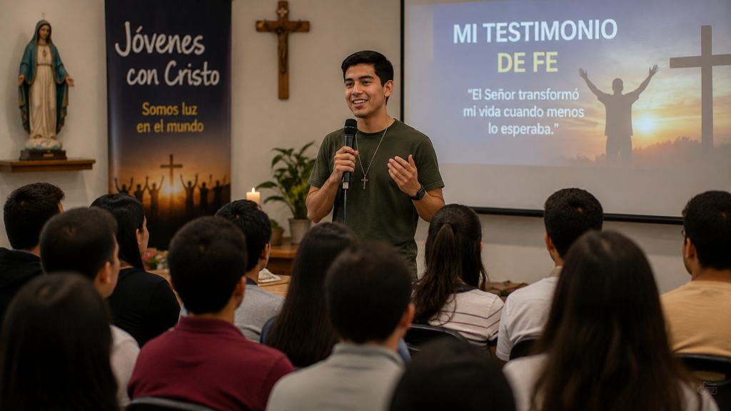 Jóvenes compartiendo testimonios de fe