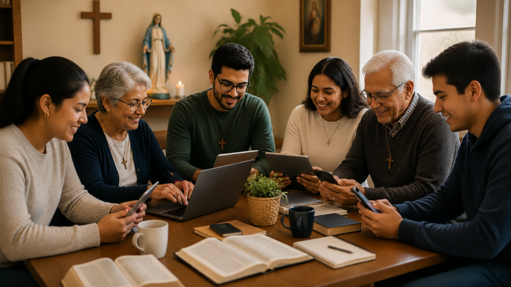 Católicos utilizando tecnología digital para mantener conexión espiritual y comunitaria