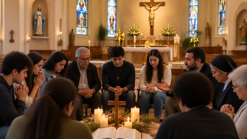 Comunidad católica reunida en oración y diálogo para fortalecer la unidad de la Iglesia
