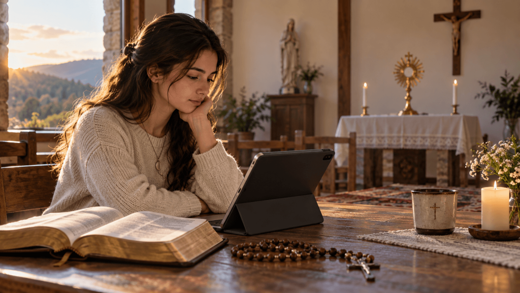 Jóvenes católicos uniendo el Rosario con obras de misericordia y servicio comunitar